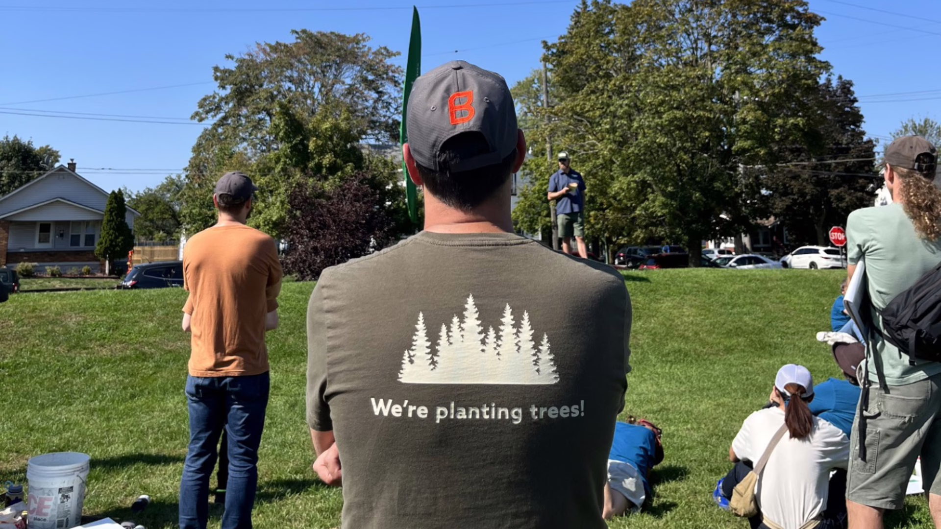 Team members volunteering for planting trees with LCWM.